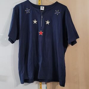 Women Hummingbird t-shirt 1x Red White Blue Stars